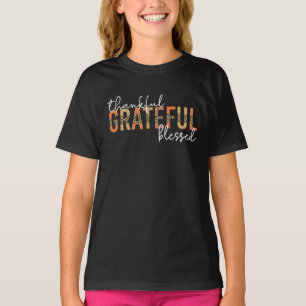 Thankful Grateful Blessed Cheetah Print Typografie T-shirt