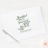Thankful Grateful Blessed dark green modern script Rechthoekige Sticker (Envelop)