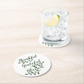 Thankful Grateful Blessed dark green modern script Ronde Kartonnen Onderzetter (Insitu)