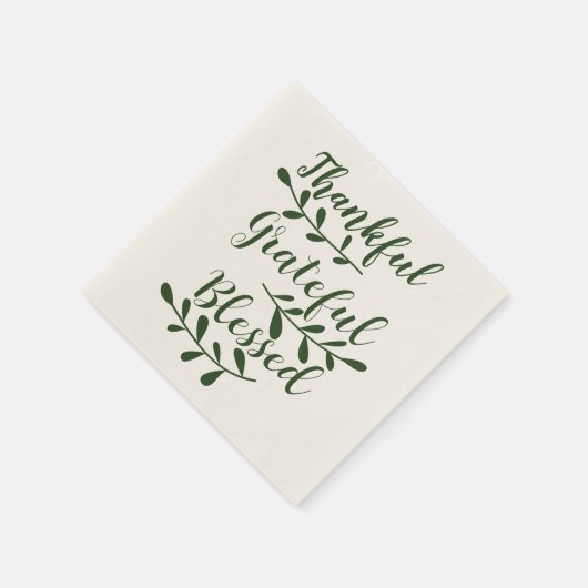 Thankful Grateful Blessed dark green modern script Servet (Hoek)