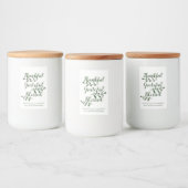 Thankful Grateful Blessed dark green modern script Voedselcontainer Etiket (Flessen)