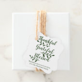 Thankful Grateful Blessed dark green script custom Bedankjes Labels (In situ)
