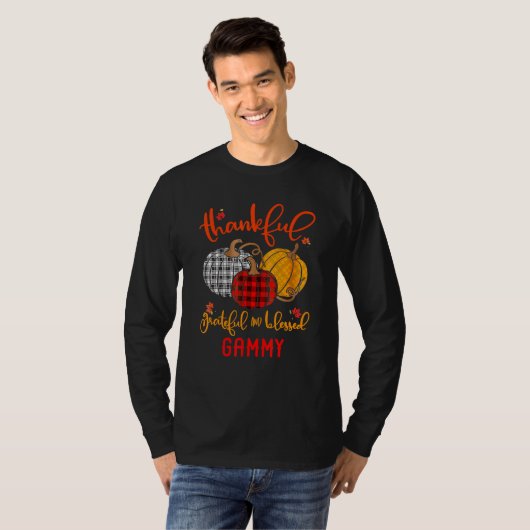 Thankful Grateful Blessed Gammy Autumn Fall Pumpki T-shirt (Voorkant volledig)