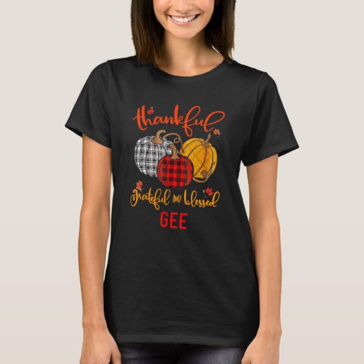Thankful Grateful Blessed Gee Autumn Fall Pumpkin  T-shirt (Voorkant)