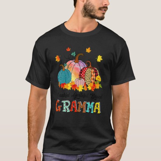 Thankful Grateful Blessed Gramma Pumpkins Thanksgi T-shirt (Voorkant)