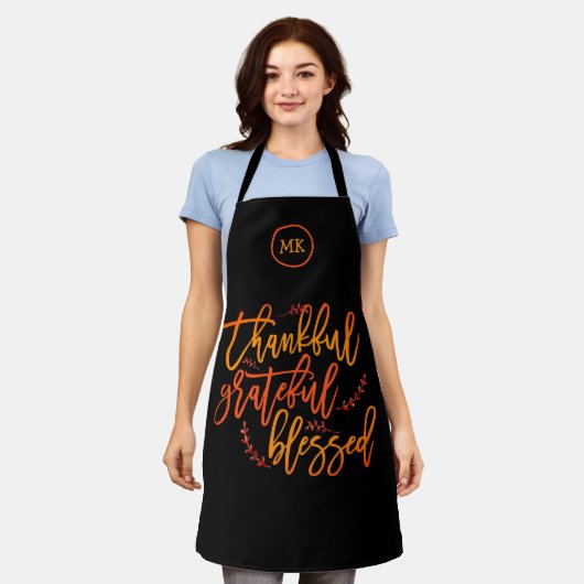 Thankful Grateful Blessed Gratitude Script Black Schort (Gedragen)