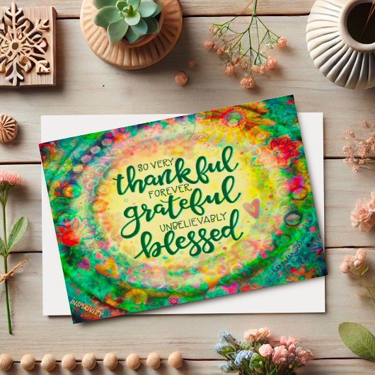"Thankful, Grateful, Blessed"-inspiratie Kaart