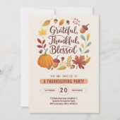 Thankful Grateful Blessed leaf Thanksgiving Fall Kaart (Voorkant)