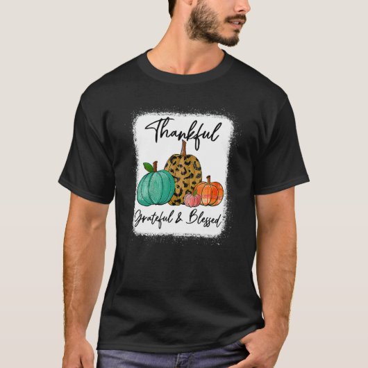 Thankful Grateful Blessed Leopard Pumpkin Fall Tha T-shirt (Voorkant)