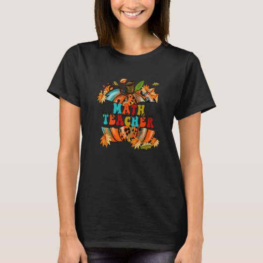 Thankful Grateful Blessed Math Teacher Pumpkin Aut T-shirt (Voorkant)