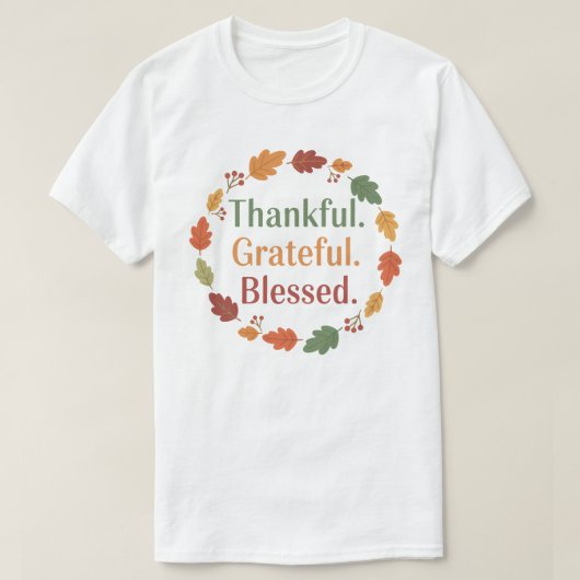 Thankful Grateful Blessed | Minimal Thanksgiving  T-shirt (Design voorkant)