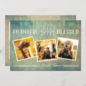 Thankful Grateful Blessed Photo Collage Feestdagenkaart (Voorkant / Achterkant)