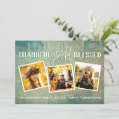 Thankful Grateful Blessed Photo Collage Feestdagenkaart (Staand voorkant)