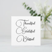 Thankful Grateful Blessed script Thanksgiving Kaart (Staand voorkant)