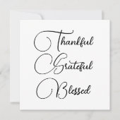 Thankful Grateful Blessed script Thanksgiving Kaart (Voorkant)