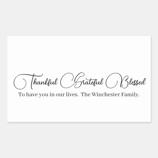 Thankful Grateful Blessed script Thanksgiving Rechthoekige Sticker (Voorkant)