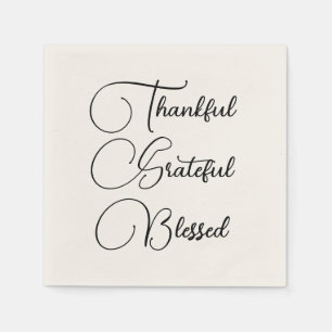 Thankful Grateful Blessed script Thanksgiving Servet