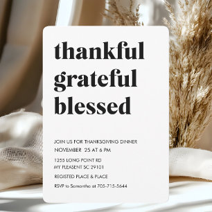 Thankful Grateful Blessed Thanksgiving Dinner Kaart