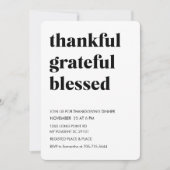 Thankful Grateful Blessed Thanksgiving Dinner Kaart (Voorkant)