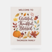 Thankful Grateful Blessed Thanksgiving Fall Acryl Bord (Voorkant)