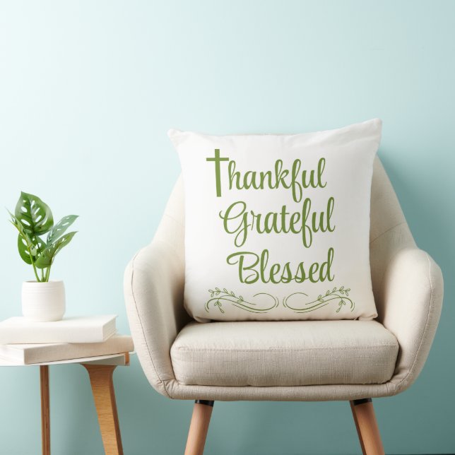 Thankful Grateful Blessed Thanksgiving Quote Kussen (Stoel)