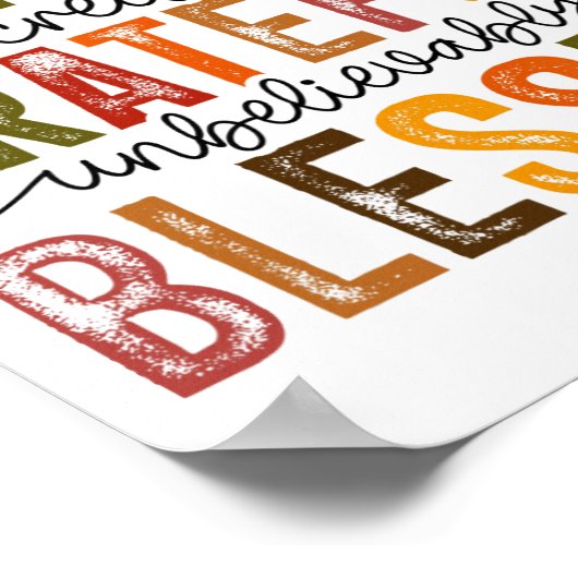 Thankful Grateful Blessed Turkey Family Happy Than Poster (Hoek)