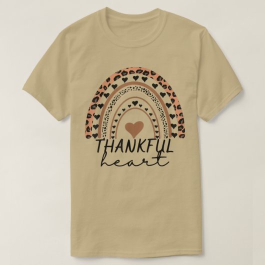 Thankful Heart Boho Leopard Rainbow Autumn Herfst T-shirt (Design voorkant)