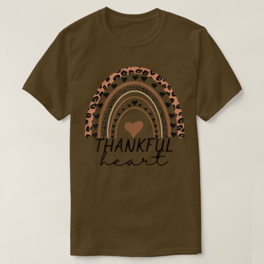 Thankful Heart Boho Leopard Rainbow Autumn Herfst T-shirt (Design voorkant)