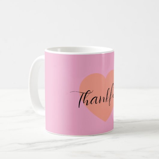 Thankful Heart Mug – Minimal Double Heart Design | (Devant gauche)