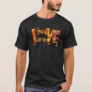Thankful Love Herfst Yall Retro Autumn Messy Bun T T-shirt