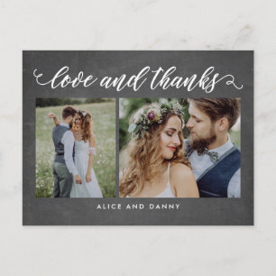 Thankful Love Merci carte postale Chalkboard