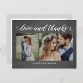 Thankful Love Merci carte postale Chalkboard (Devant / Derrière)