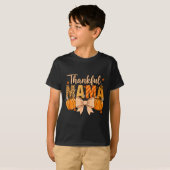 Thankful Mama Pumpkin Fall Coquette Bow Thanksgivi T-shirt (Voorkant volledig)