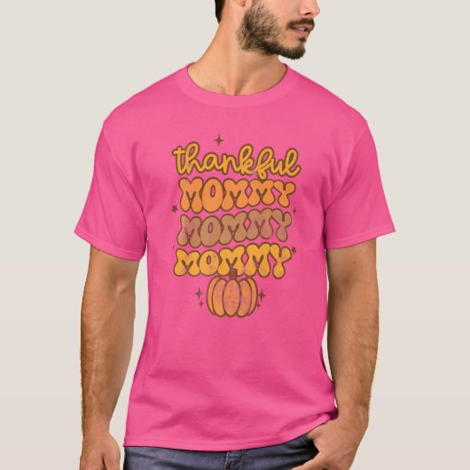 Thankful mammie Retro Groovy mama Pumpkin Thanksgi T-shirt (Voorkant)