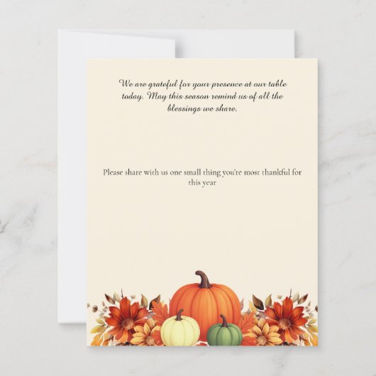 Thankful Message Thanksgiving Dinner Menu (Dos)