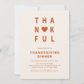 Thankful Modern Minimalist Thanksgiving Dinner Kaart (Voorkant)