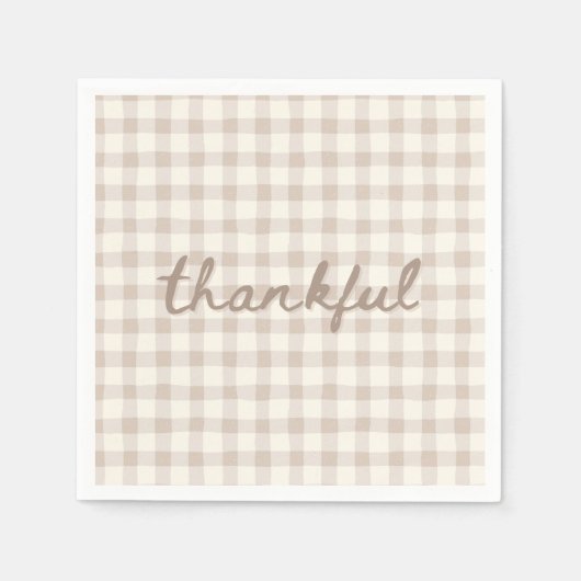 Thankful Neutral Tan Gingham  Servet (Voorkant)