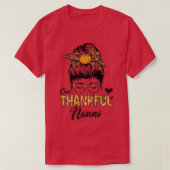 Thankful Nonni Funny Messy Bun Herfst herfst Thank T-shirt (Design voorkant)