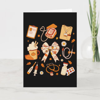 Thankful Nurse Fall Stethoscope Coquette Bow Thank Kaart