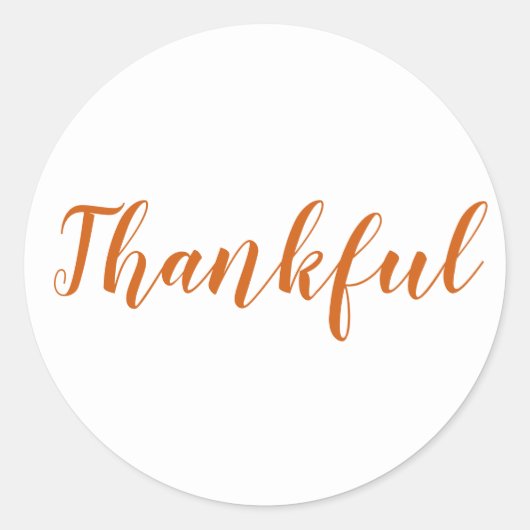 Thankful oranje spice modern script Thanksgiving Ronde Sticker (Voorkant)