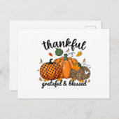 Thankful Pumpkin Grateful And Blessed Feestdagenkaart (Voorkant / Achterkant)