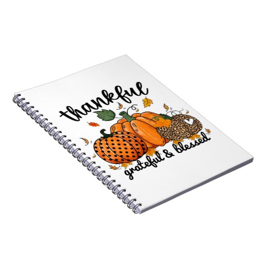 Thankful Pumpkin Grateful And Blessed Notitieboek (Rechterzijde)