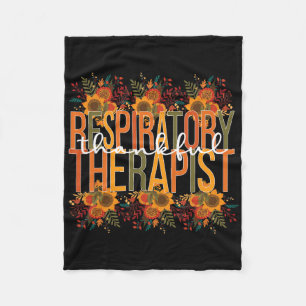 Thankful Respiratory Therapist Thanksgiving Fleece Deken