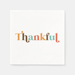 Thankful Retro Font Thanksgiving Napkins Servet