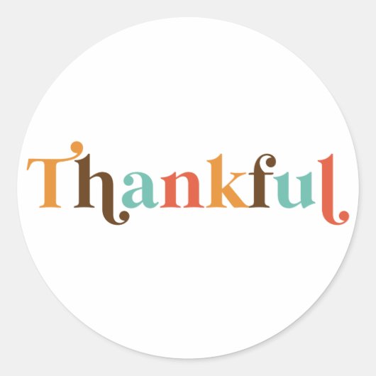 Thankful Retro Font Thanksgiving Ronde Sticker (Voorkant)