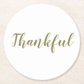 Thankful sage green modern script Thanksgiving Ronde Kartonnen Onderzetter (Voorkant)