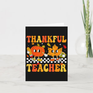 Thankful Teacher Retro Groovy Thanksgiving Herfst Kaart