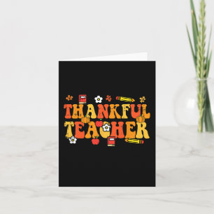 Thankful Teacher Retro Groovy Thanksgiving Herfst Kaart