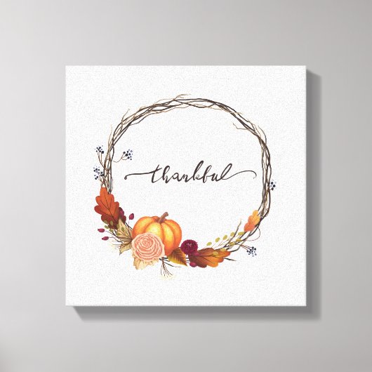 Thankful Thanksgiving Wreath Canvas Afdruk (Voorkant)