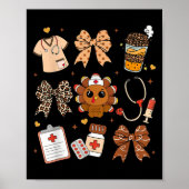 Thankful Turkey Nurse Fall Stethoscope Coquette Th Poster (Voorkant)